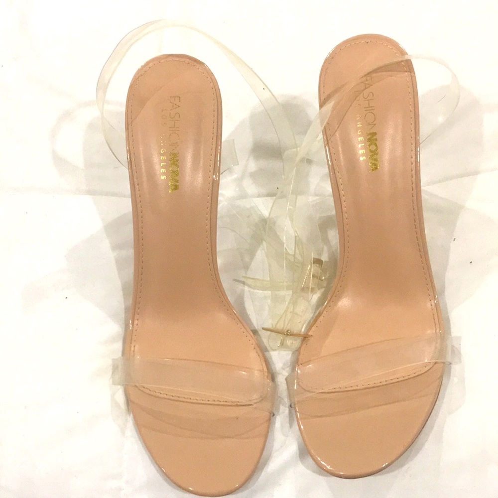 Fashion nova Cinderella glass slipper heels , size : 10